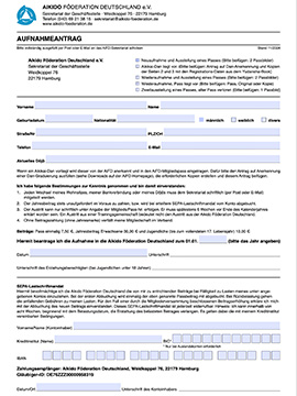 Membership application for Aikido Föderation Deutschland